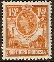 Northern Rhodesia 1953 1d Orange-brown. SG63.